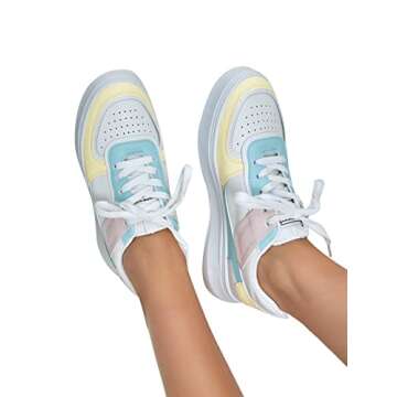 WDIRARA Colorblock Lace Up Women's Skater Sneakers