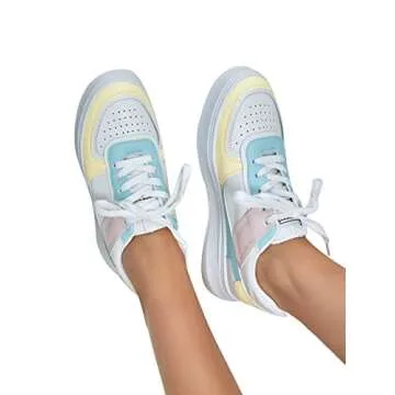 WDIRARA Colorblock Lace Up Women's Skater Sneakers
