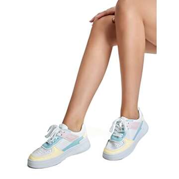 WDIRARA Colorblock Lace Up Women's Skater Sneakers
