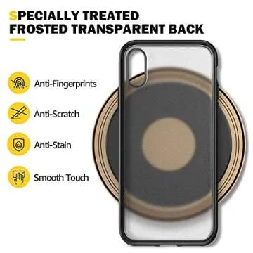 Humixx Shockproof Series for iPhone X Case/iPhone Xs Case [Military Grade Drop Tested] [Upgraded Nano Material] Translucent Matte with TPU Bumper, Protective Phone Case for iPhone X/XS - Black