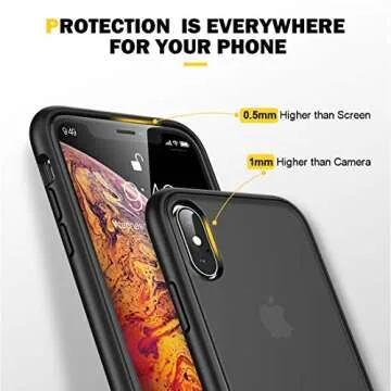 Humixx Shockproof Series for iPhone X Case/iPhone Xs Case [Military Grade Drop Tested] [Upgraded Nano Material] Translucent Matte with TPU Bumper, Protective Phone Case for iPhone X/XS - Black