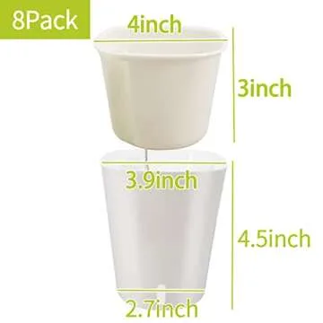TCBWFY 4 Inch Self Watering Pots for Indoor Plants,8 Sets Self Watering Planter Pots with Visual Wat...
