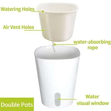 TCBWFY 4 Inch Self Watering Pots for Indoor Plants,8 Sets Self Watering Planter Pots with Visual Water Level Window and Multiple Vents,Self Watering Plant Pot for All House Plants,Flowers,Herbs