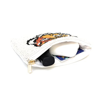 Handmade Tiger Beaded Coin Purse Secure Zipper Closure