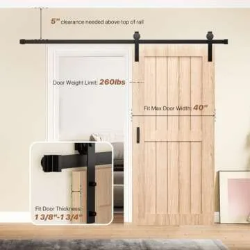 Signstek Sliding Barn Door Hardware Kit 6.6 FT Heavy Duty-Smoothly and Quietly- Easy to Install with...
