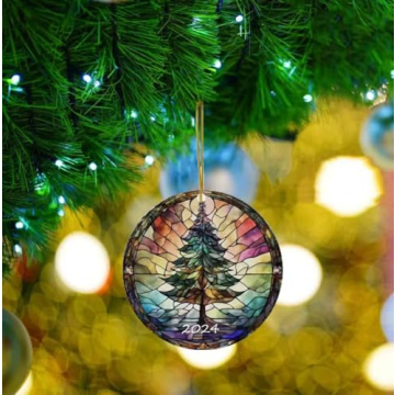 Stained Glass Christmas Tree Ornaments 2024