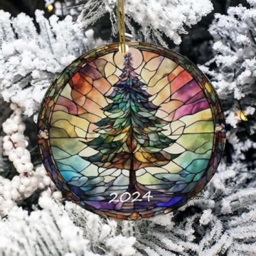 Stained Glass Christmas Tree Ornaments 2024