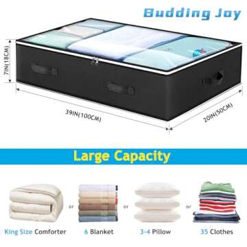 6 Pack Under Bed Storage Containers Organizer, Large Capacity Underbed Clothes Storage Bins, Bedroom...