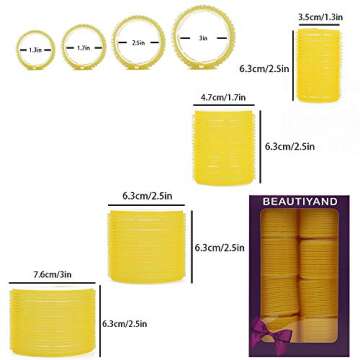 AFANSO Jumbo Size Hair Roller Sets, Self Grip, Salon Hair Dressing Curlers, 32 Pack (3 Inch Jumbo Plus, Jumbo, Large, Medium)