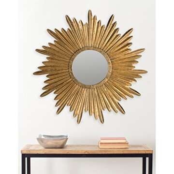 Safavieh Home Collection Josephine 33.5 x 33.5-inch Antique Gold Round Decorative Sunburst Mirror