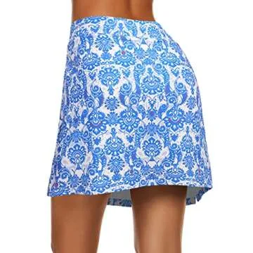 Ekouaer Girls' Active Performance Skort Lightweight Short Sportswear Golf Tennis Skirts(Pattern/L)
