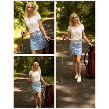 Ekouaer Girls' Active Performance Skort Lightweight Short Sportswear Golf Tennis Skirts(Pattern/L)