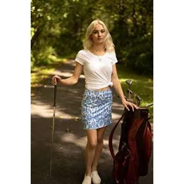 Ekouaer Girls' Active Performance Skort Lightweight Short Sportswear Golf Tennis Skirts(Pattern/L)