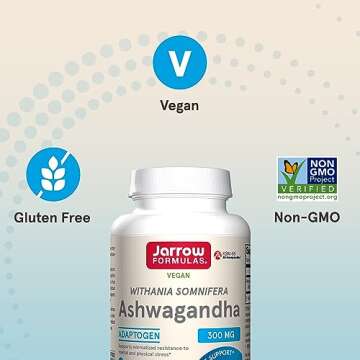 Jarrow Formulas® Ashwagandha Capsules, 300 mg Supplement Supports Normalized Resistance to Mental and Physical Stress, 120 Veggie Capsules, 60 Day Supply