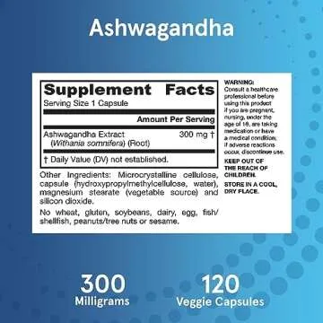 Jarrow Formulas® Ashwagandha Capsules, 300 mg Supplement Supports Normalized Resistance to Mental and Physical Stress, 120 Veggie Capsules, 60 Day Supply