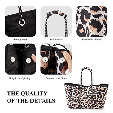 LMYYG Beach bag,Multipurpose Neoprene Bag,Large Tote Bag,Waterproof Shoulder Beach Bag for Travel Beach Gym Swimming (L-Leopard)