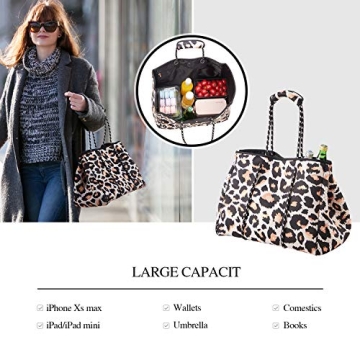LMYYG Beach bag,Multipurpose Neoprene Bag,Large Tote Bag,Waterproof Shoulder Beach Bag for Travel Beach Gym Swimming (L-Leopard)