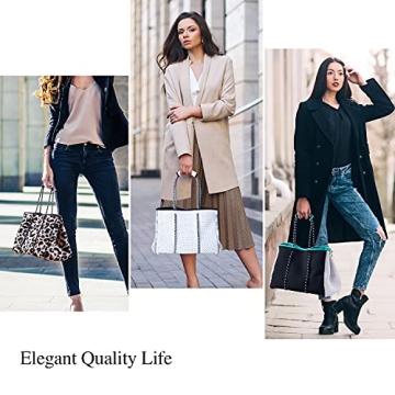 LMYYG Beach bag,Multipurpose Neoprene Bag,Large Tote Bag,Waterproof Shoulder Beach Bag for Travel Beach Gym Swimming (L-Leopard)