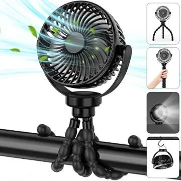 GetBreeze Baby Stroller Fan, Portable Fan 5200mah with LED Lights, Clip on Fan for Baby, Mini Desk H...
