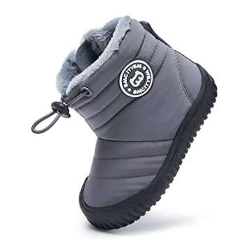 BMCiTYBM Baby Snow Boots Boys Girls Winter Infant Shoes Anti-Slip 6 9 12 18 24 Months Faux Fur Grey ...