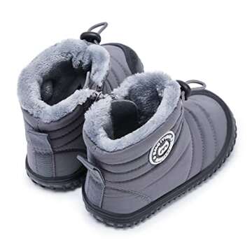 BMCiTYBM Baby Snow Boots Boys Girls Winter Infant Shoes Anti-Slip 6 9 12 18 24 Months Faux Fur Grey Size 18-24 Months Toddler