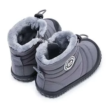 BMCiTYBM Baby Snow Boots Boys Girls Winter Infant Shoes Anti-Slip 6 9 12 18 24 Months Faux Fur Grey Size 18-24 Months Toddler