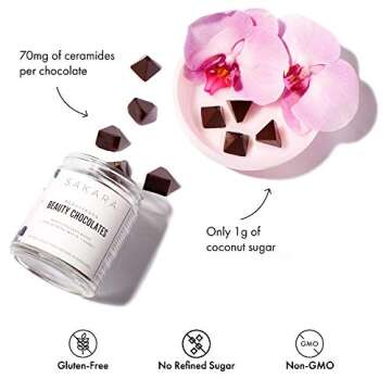 Sakara Beauty Chocolates - Plant Collagen Boost & Skin Rejuvenator, Gluten-Free, 30 Count