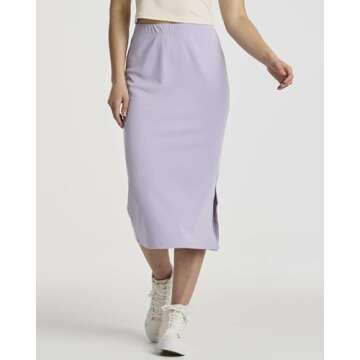 3 Pack Womens Skirts Midi Knee Length Summer A Line Knit Mid Ladies Elastic Waist Knitted Ribbed Off...