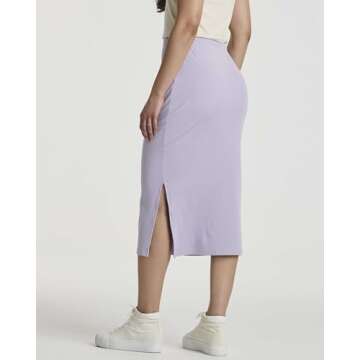 3 Pack Womens Skirts Midi Knee Length Summer A Line Knit Mid Ladies Elastic Waist Knitted Ribbed Office Work Business Pencil Skirt