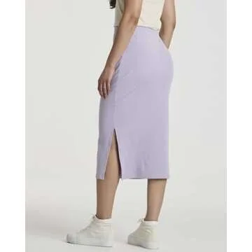 3 Pack Womens Skirts Midi Knee Length Summer A Line Knit Mid Ladies Elastic Waist Knitted Ribbed Office Work Business Pencil Skirt