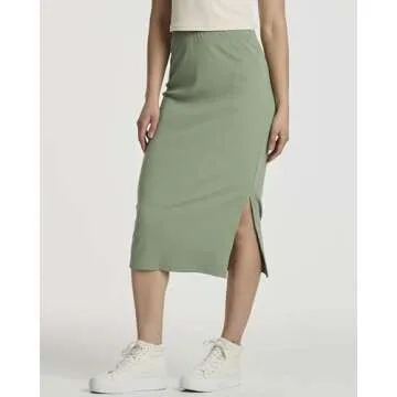 3 Pack Womens Skirts Midi Knee Length Summer A Line Knit Mid Ladies Elastic Waist Knitted Ribbed Office Work Business Pencil Skirt