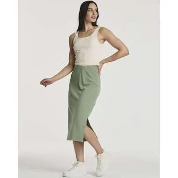 3 Pack Womens Skirts Midi Knee Length Summer A Line Knit Mid Ladies Elastic Waist Knitted Ribbed Office Work Business Pencil Skirt