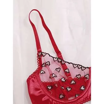 WDIRARA Women's Meshed Satin Lingerie Set - Elegant & Romantic