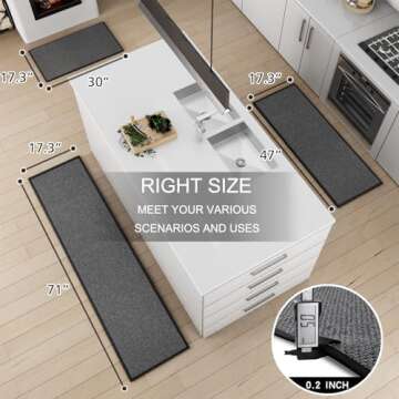 SUMLANS Kitchen Mat 1 PCS, Cushioned Non Slip Rugs for Kitchen Floor, Absorbent Runner Comfort Stand...