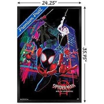 Trends International Marvel Spider-Man - Into The Spider-Verse - Group Wall Poster, 22.375" x 34", Black Framed Version