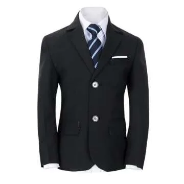 YuanLu Boys Suit with Blazer Dress Pants Vest Shirt and Tie Kids Suits for Wedding Outfits Size 3T Black