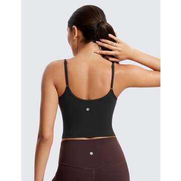 CRZ YOGA Butterluxe Womens Sweetheart Longline Sports Bra - Adjustable Thin Strap Workout Tank Tops Yoga Padded Camisole