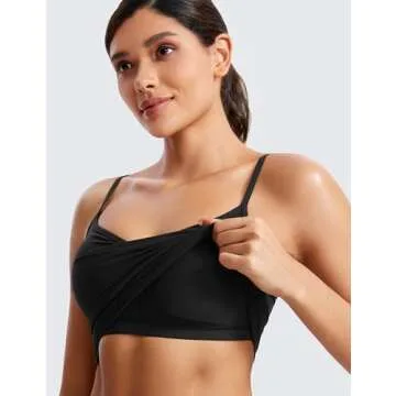 CRZ YOGA Butterluxe Womens Sweetheart Longline Sports Bra - Adjustable Thin Strap Workout Tank Tops Yoga Padded Camisole