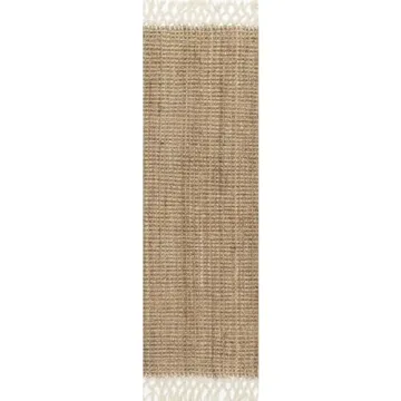 nuLOOM Raleigh Farmhouse Jute Tasseled Runner Rug, 2' 6" x 10', Natural