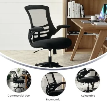 Ergonomic Mesh Desk Chair Adjustable Height Flip-Up Armrests