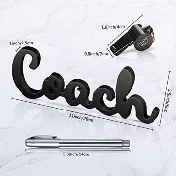 Yalikop 3 Pcs 2025 Coach Gifts Coach Wood Sign Coach Pen Whistles with Lanyard Coach Whistle Wooden ...