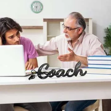 Yalikop 3 Pcs 2025 Coach Gifts Coach Wood Sign Coach Pen Whistles with Lanyard Coach Whistle Wooden Letters Sign for Graduation Gift Men Women Referees Sports Office Sports Decorations(Black Sign)