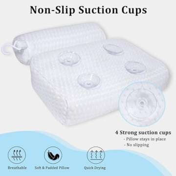 Bath Pillow for Bathtub Support Neck,Head and Back with Non-Slip Suction Cups and Comfortabl 4D AirenMesh Bathtub Pillow for Women & Men