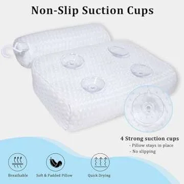 Bath Pillow for Bathtub Support Neck,Head and Back with Non-Slip Suction Cups and Comfortabl 4D AirenMesh Bathtub Pillow for Women & Men