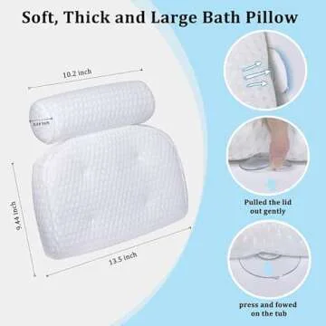 Bath Pillow for Bathtub Support Neck,Head and Back with Non-Slip Suction Cups and Comfortabl 4D AirenMesh Bathtub Pillow for Women & Men