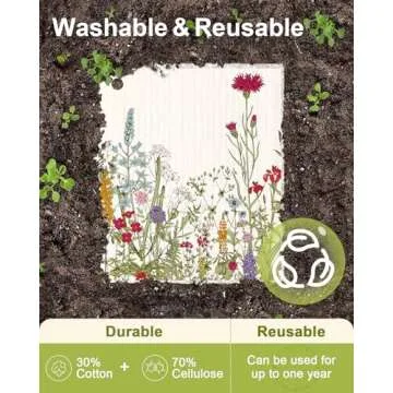 Miss Adola 8 Pack Reusable Kitchen Swedish Dishcloths for Washing Dishes Swedish Cloths Absorbent Fast Drying Cleaning Swedish Sponge Cute Pattern Decor Washable Swedish Cloths, Flowers