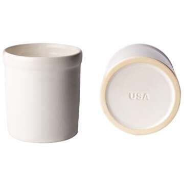 American Mug Pottery Ceramic Utensil Crock Utensil Holder, Made in USA, White