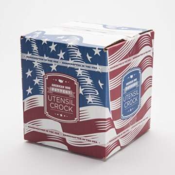 American Mug Pottery Ceramic Utensil Crock Utensil Holder, Made in USA, White