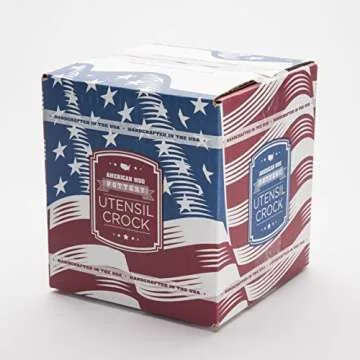 American Mug Pottery Ceramic Utensil Crock Utensil Holder, Made in USA, White