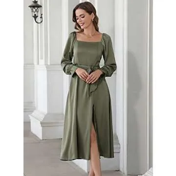 Elegant SouqFone Satin Maxi Dress for Women 2023